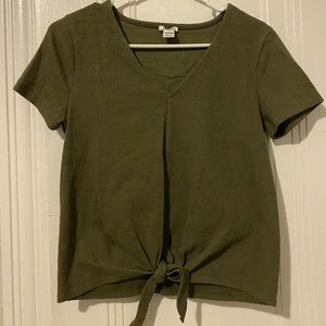 J.Crew Factory Textured V-Neck Tie-Front Tee